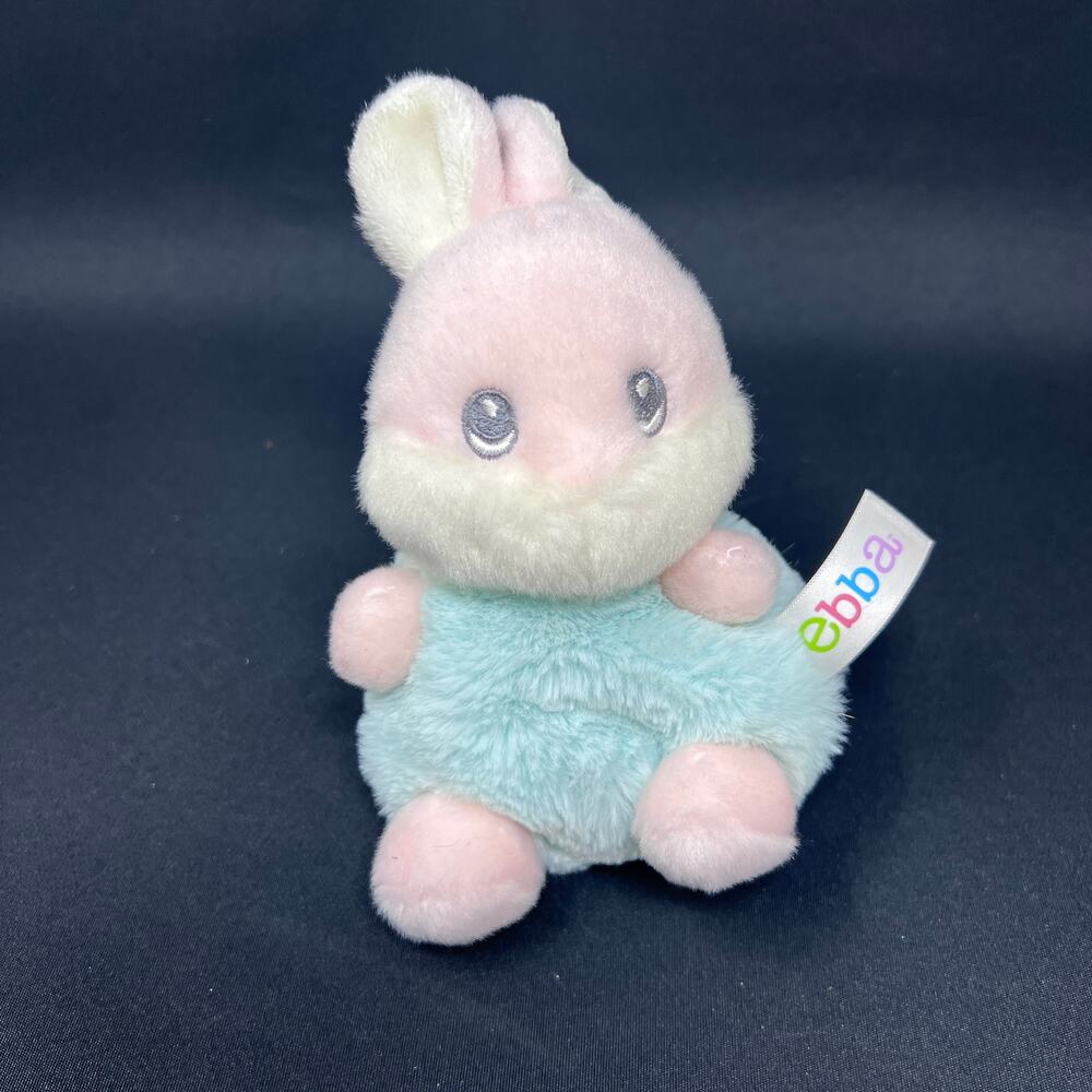 Ebba Bunny Plush 6" Pastel Blue‎ Pink Soft Rabbit Baby Lovey Aurora